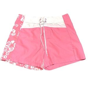 POWDER ROOM Swim Shorts | Pink Floral Y2K Beach Resort Bikini Bottom